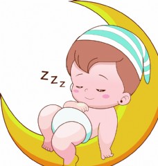 
                    在月亮上睡觉的小男孩图片
