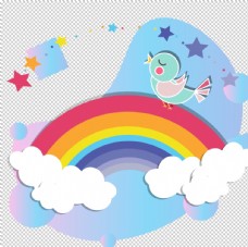 彩虹卡通云朵彩云儿童节素材图片