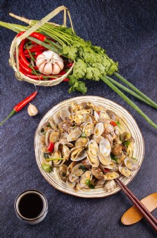 美食背景蛤蜊美食食材背景海报素材图片