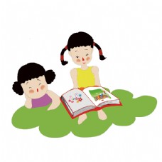 
                    手绘正在读书的小女孩图片
