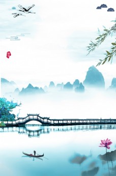 风情中国山水水墨画图片