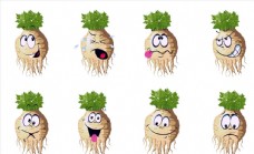绿色蔬菜表情笑脸萝卜绿色食品UI平面图图片