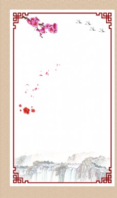 淘宝海报中国风背景红色古典背景图片